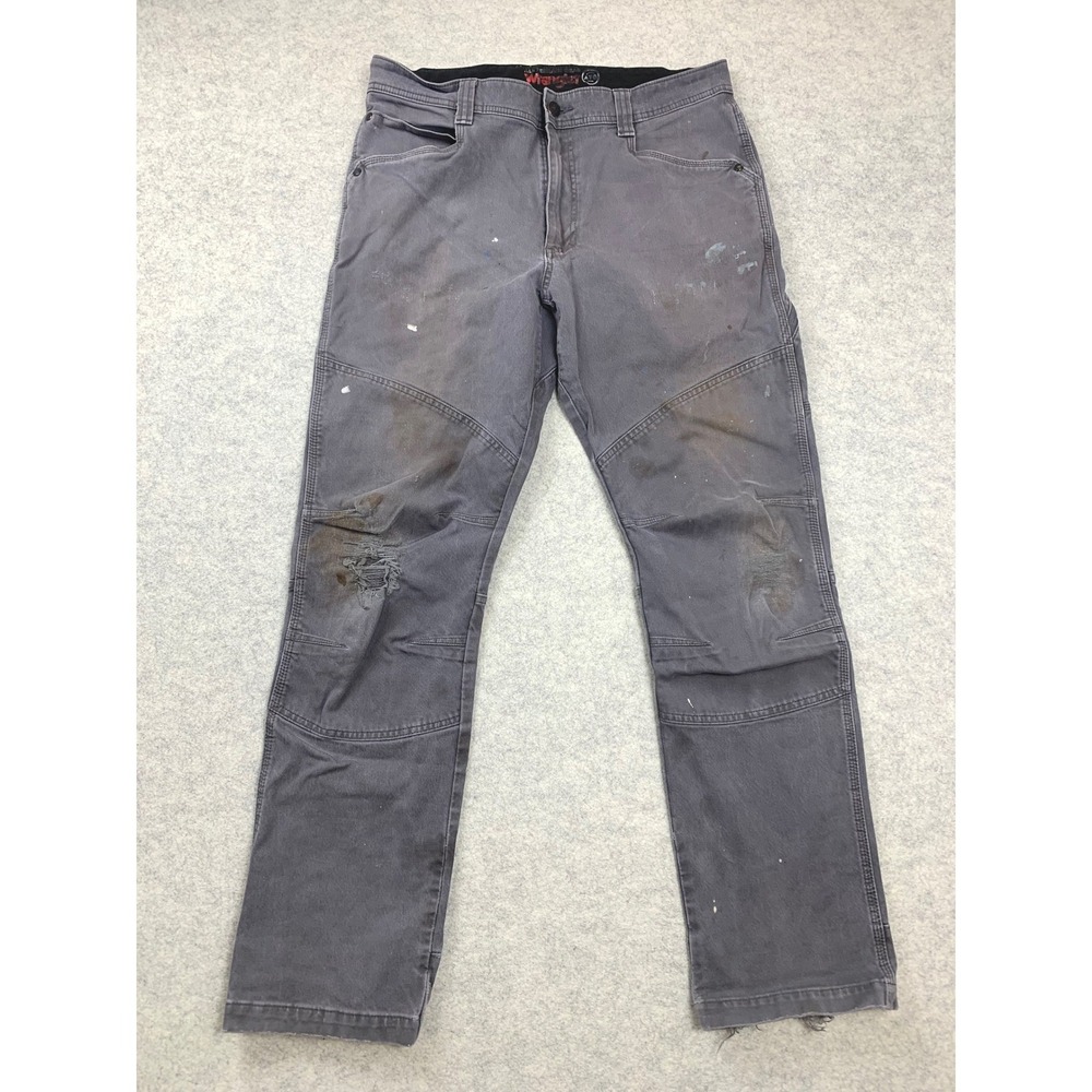 Wrangler ATG Utility Pants Mens 34x31 Gray Straight Leg Distressed 10NS857GY